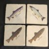 Trout Species Tumbled Marble Coaster Set