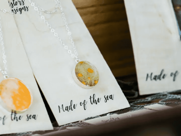 Salty Sisters Fish Leather Sterling Silver Necklace