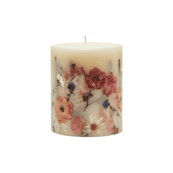 Round dried flower inlaid Apricot Rose Candle