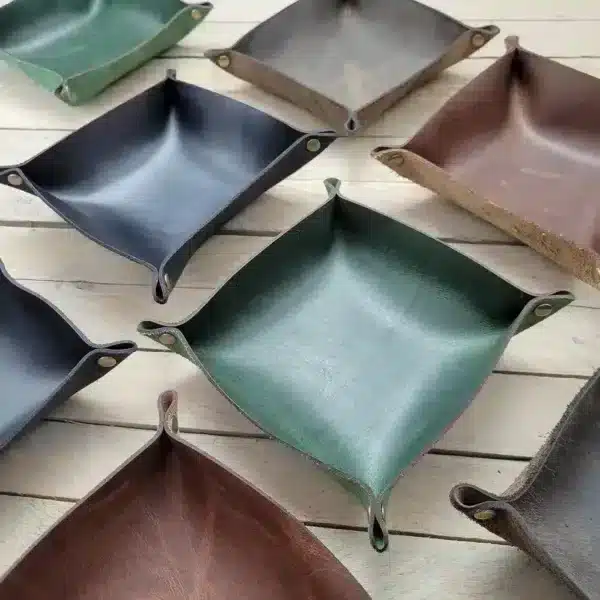 Four-inch leather valet trays.