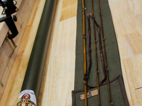 45" organic hemp green fly rod sock.