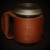 Leather sleeve miner coffee mug