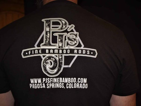 PJ's Fine Bamboo Rods bamboo logo T-Shirt back