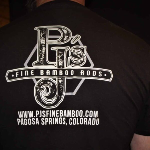 PJ's Fine Bamboo Rods bamboo logo T-Shirt back