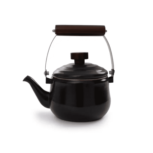 Barebones black enamel teapot