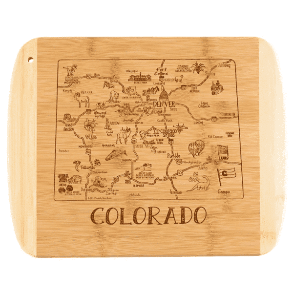 Eleven inch Colorado Map Bamboo Cutting Board