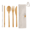 Bamboo utensil set with carrying case.