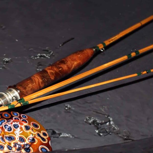 Handcrafted two piece bamboo fly rod.