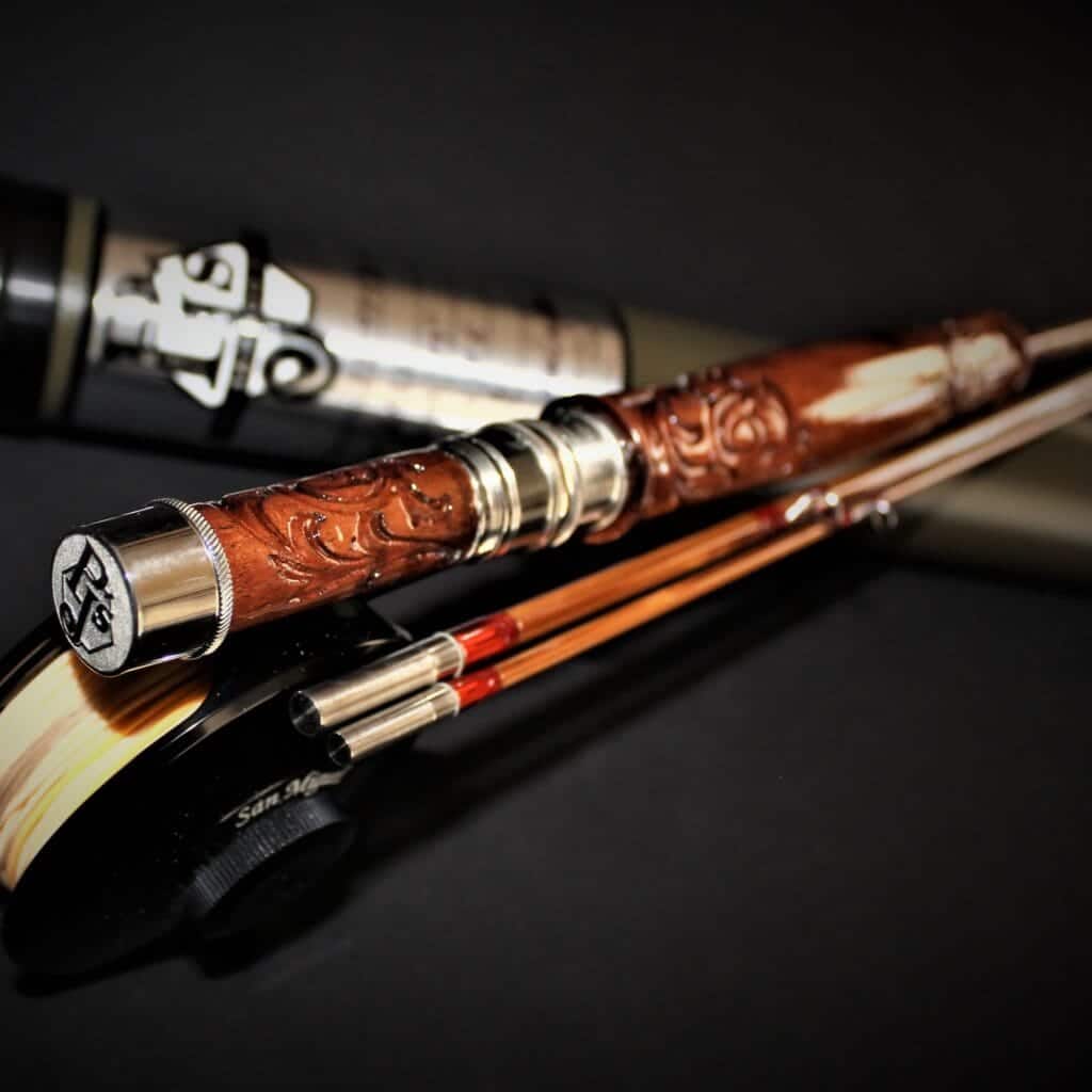 Engraved Wood Handle Bamboo Fly Rod