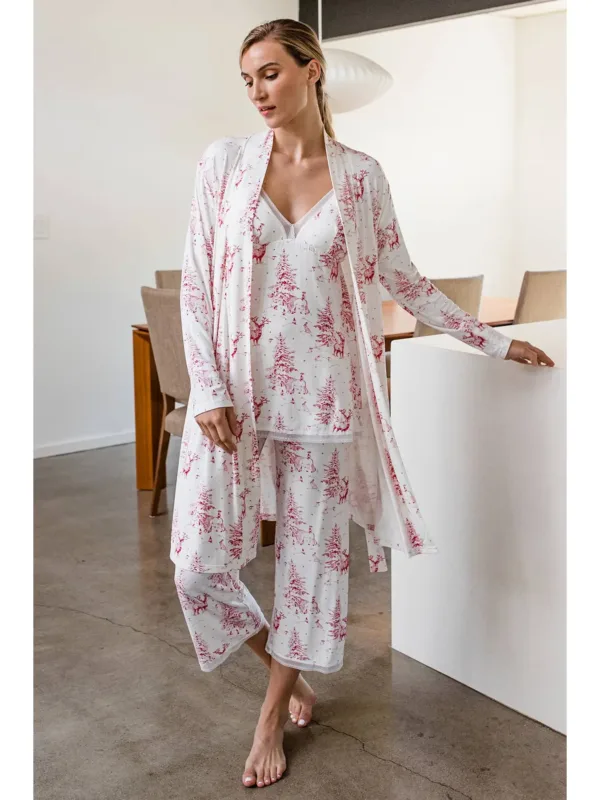 Bamboo Pajamas in a Crimson Unicorn patern