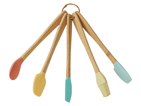 Silicone & Beech Wood Mini Kitchen Utensils Brights, Set of 5