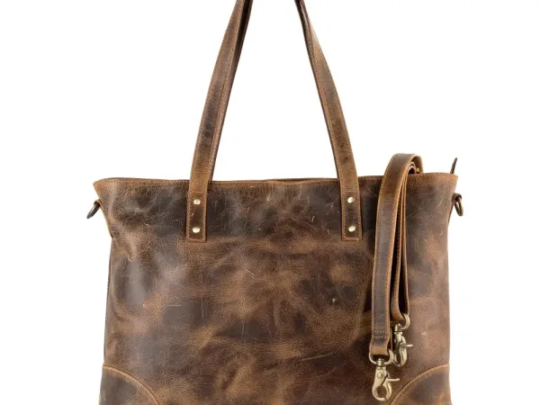brown leather bag