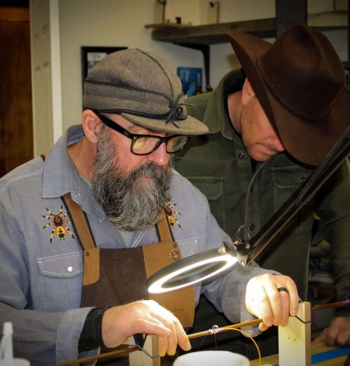 Bamboo Fly Rod Building Classes wrapping guides on a rod.